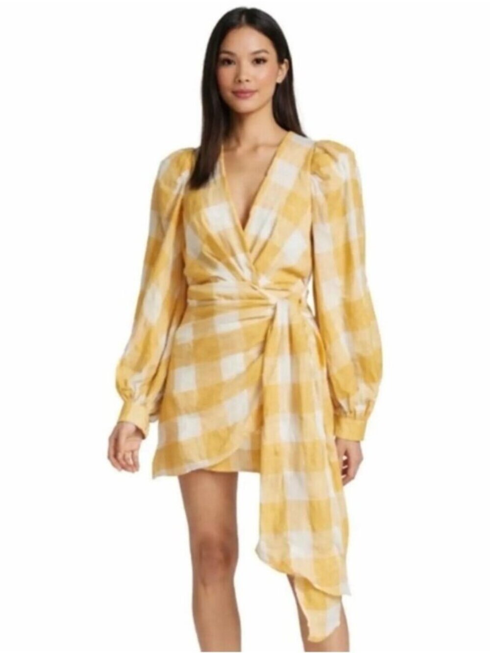 Acler Sutherland Checkered Wrap Mini Dress
